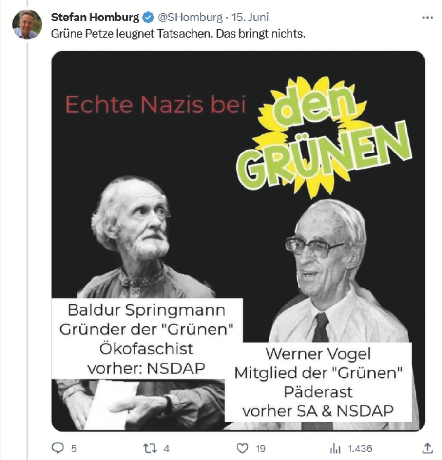 Tweet von Stefan Homburg gegen Die Grünen