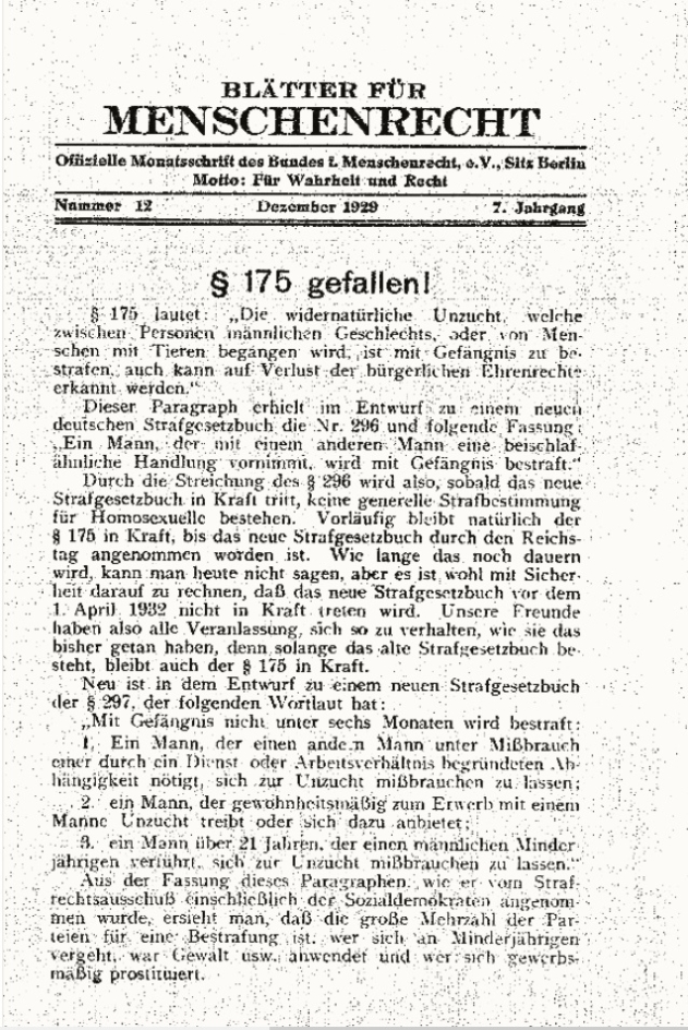 Kommentar der Blätter für Menschenrecht