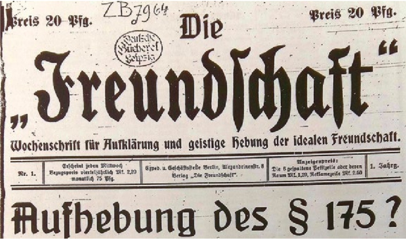 Ausschnitt der Erstausgabe von -Die Freundschaft-, 13. August 1919