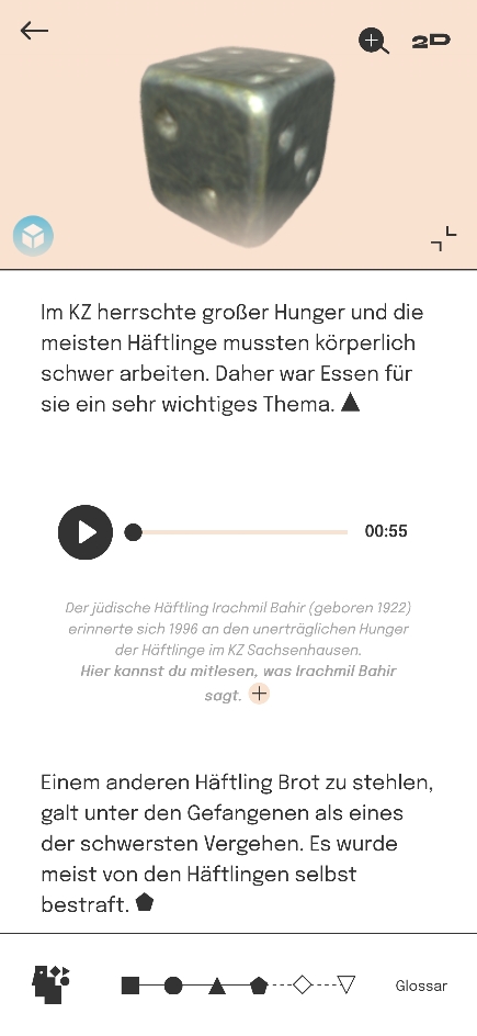 App-Ansicht: Bild eines Brotwürfels, darunter Informationen zu diesem