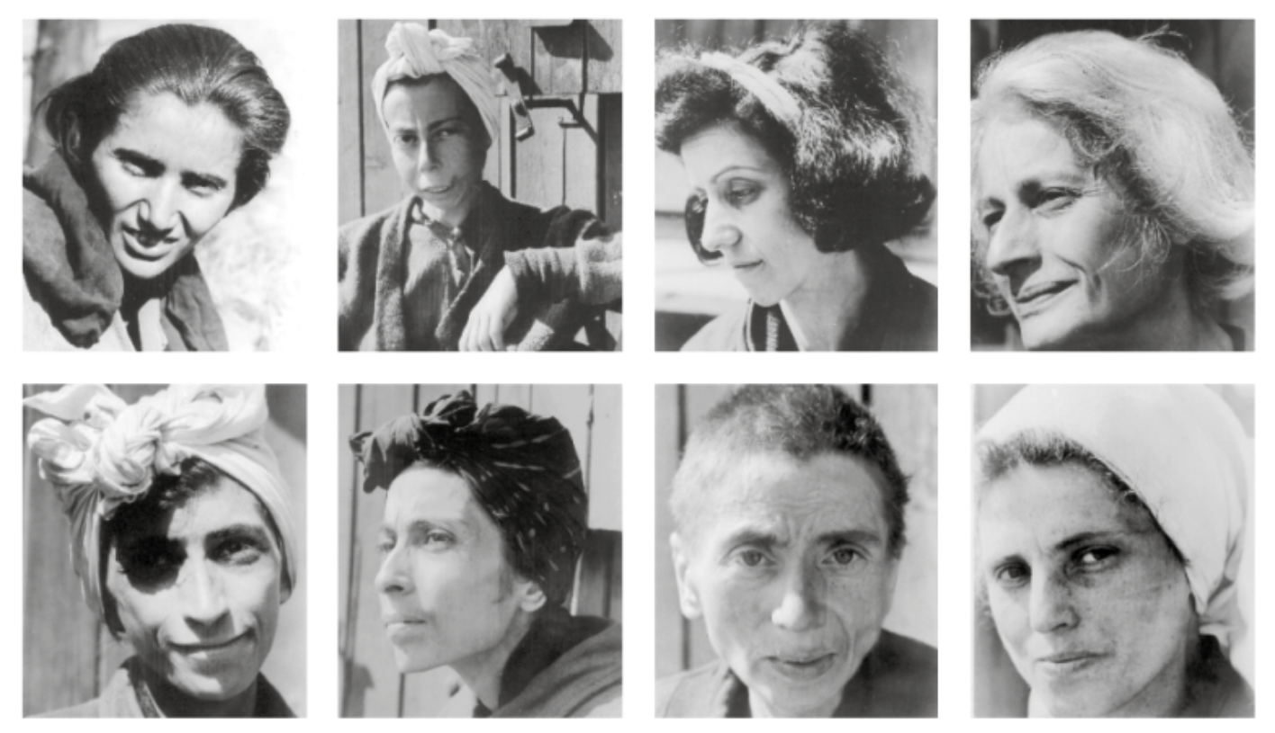 8 Schwarz-Weiß-Porträts verschiedener Frauen, ehemalige Häftlinge