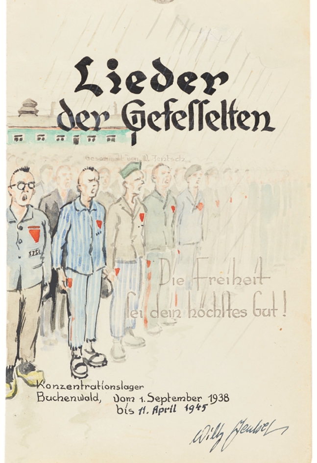 Vorblatt einer Liedersammlung mit Illustration: Lieder der Gesellen