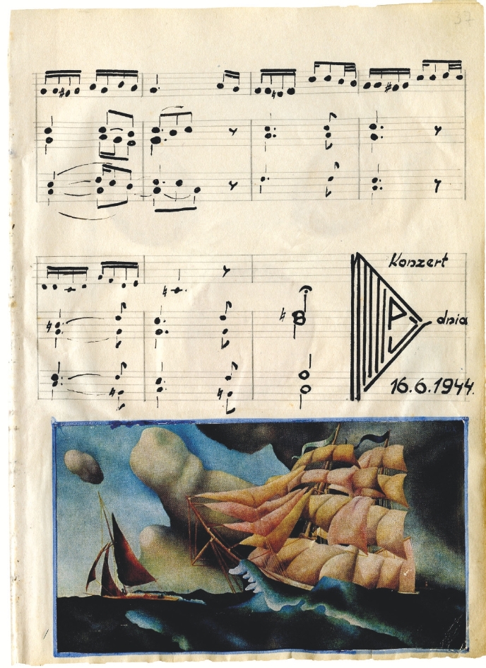 Die Szene „Sen południowych wód“ („Ein Südseetraum“): Noten und Illustration