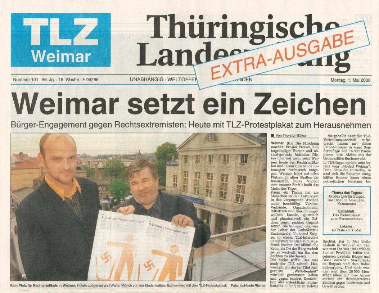 TLZ-Artikel vom 1. Mai 2000: Weimar setzt ein Zeichen.