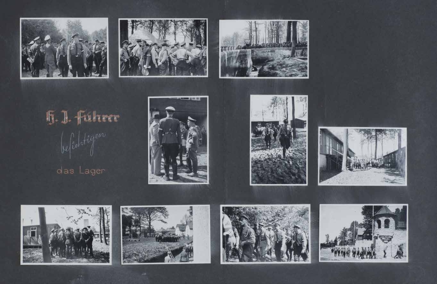 Ausschnitt aus Fotoalbum: HJ-Führer besuchen das Lager, mehrere Fotografien