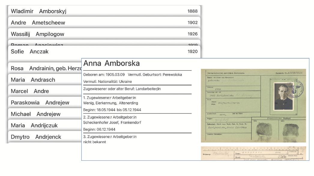 Digitalisierte Arbeitskarte aus dem Bestand des Staatsarchivs München von Anna Amborska in der Online-Datenbank