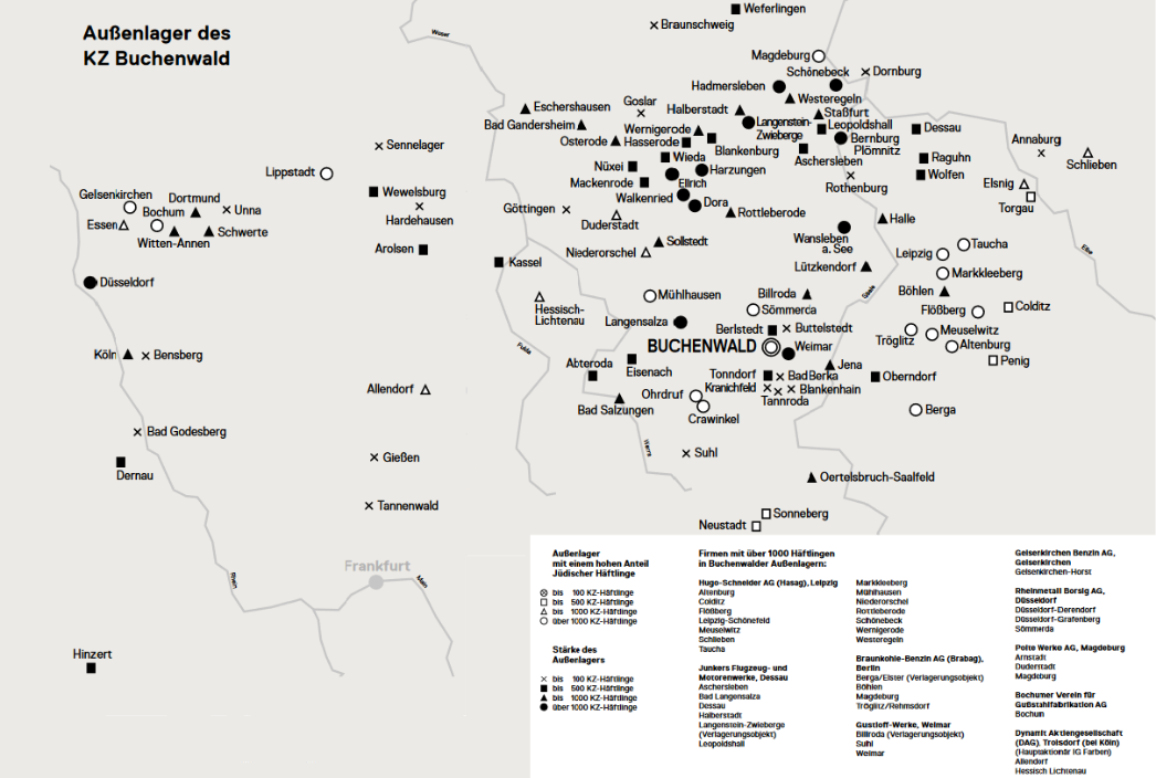 Das Netz der Außenlager des KZ Buchenwald