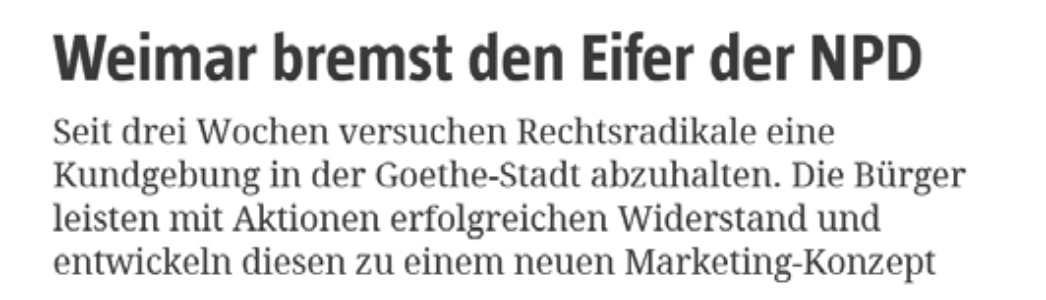 Meldung der tageszeitung am 22.5.2000: Weimar bremst den Eifer der NPD