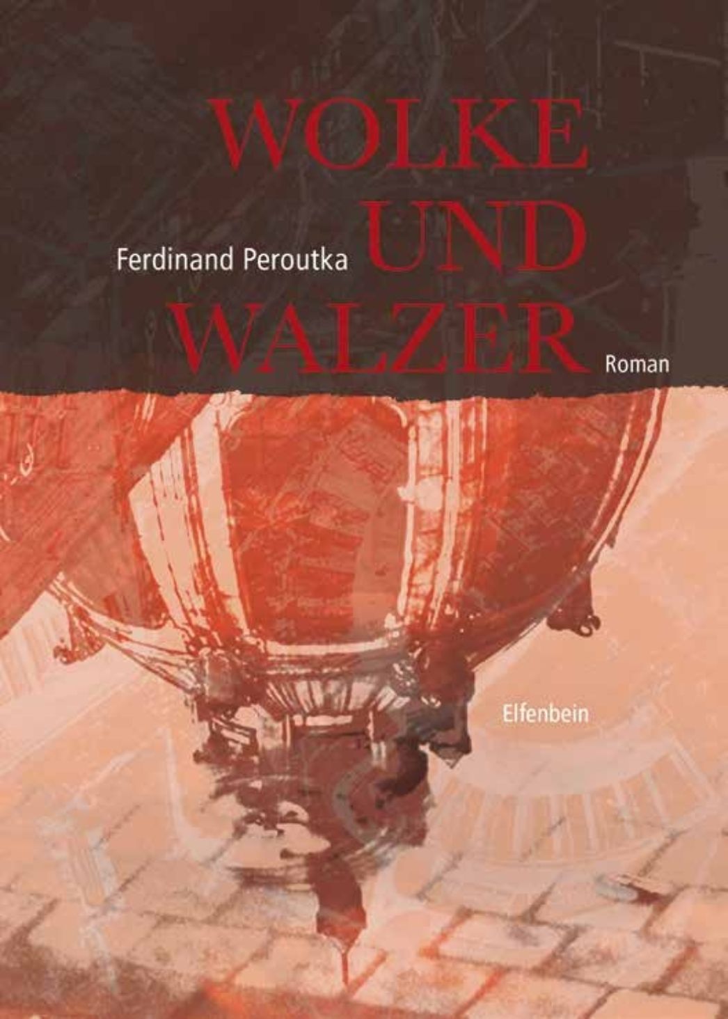 Buchcover: Oben Titel "Wolke und Walzer", unten Bild von einem Gebäude, das sich in einer Pfütze spiegelt