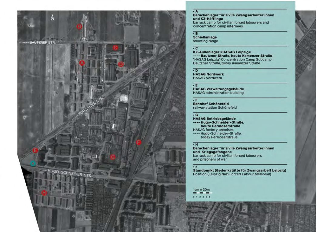 Luftbild vom HASAG-Gelände: Topographie des Außenlagers.