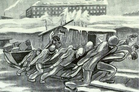 Pierre Mania À la carrière -Im Steinbruch-, Tuschezeichnung, 1946