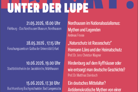Plakat für die Veranstaltungsreihe "Fake History? Geschichtsmythen unter der Lupe"